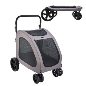 Pet Stroller, 4 Wheels Dog Stroller with Brakes, 160lbs Weight Capacity