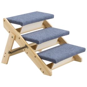 Wood Pet Stairs, 3-Step Dog Stairs for Beds, Sofa & Cars, 150lbs Load Capacity, Floded Flat Design