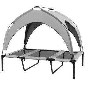 Elevated Dog Bed with Canopy, Raised Outdoor Pet Bed for Camping with Washable Breathable Mesh, 42" x 30" x 37" (Option: Light Gray-780x200x105 mm)