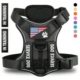 Reflective Breathable Solid Color Polyester Dog Strap (Option: Black-XS)